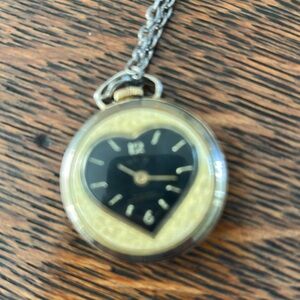 Silver and Gold Pendant Watch Necklace